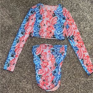 Red and blue sheer cover up set💙❤️